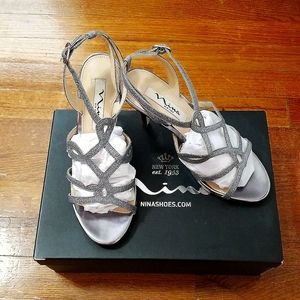 Nina NY Silver/Pewter Sprarkle Evening High Heels
